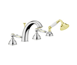 Фото Смеситель на борт ванны Webert Alexandra AL730101 Хром/золото/кристаллы Swarovski