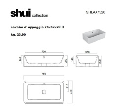 Cielo SHUI SHLAA7520 Раковина накладная на столешницу на 75 см (цвет: черный)