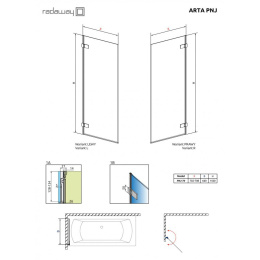 Шторка на ванну Radaway Arta PNJ 70 L фурнитура Хром стекло прозрачное 210101-01L