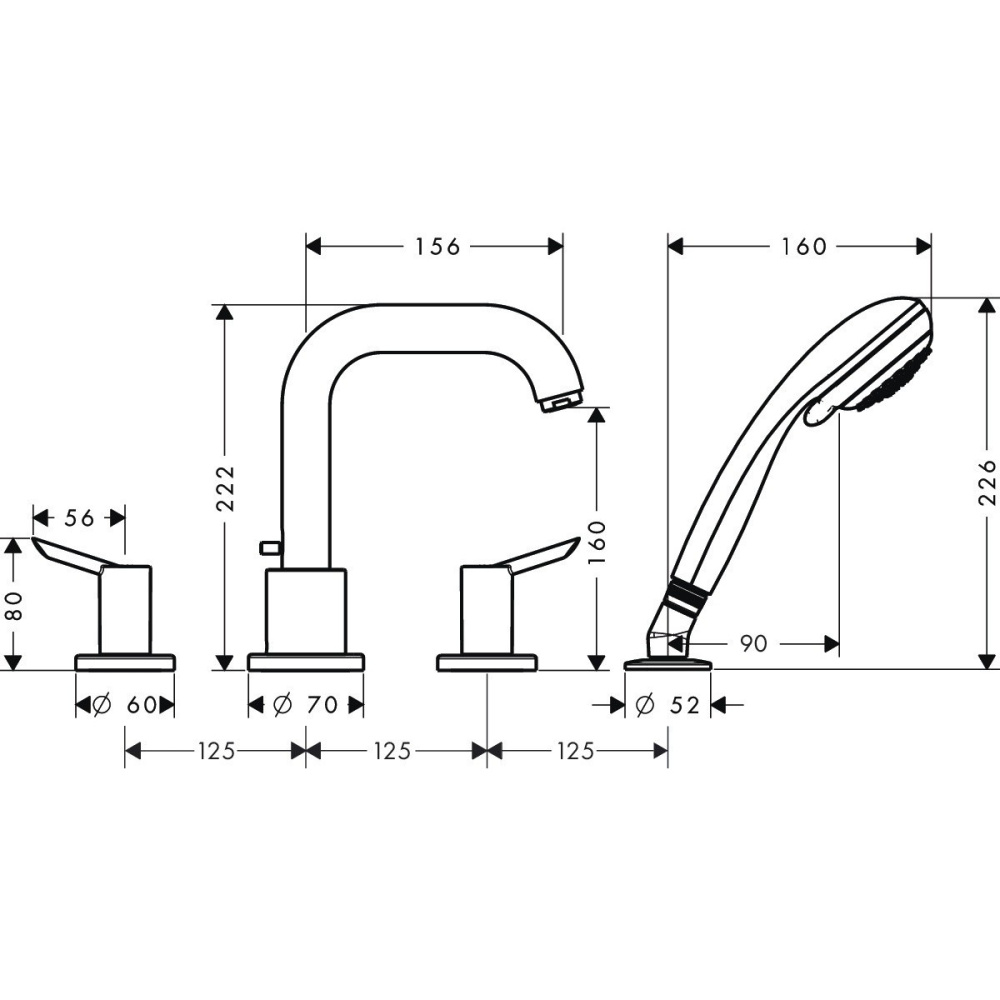 Смеситель на борт ванны Hansgrohe Focus S (31758000)