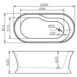 Акриловая ванна 170x80 BelBagno (BB300), округлая