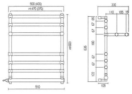Полотенцесушитель электрический Margaroli Sole 552-6 с полкой 5524706CRPC 47 x 63.5 см, хром