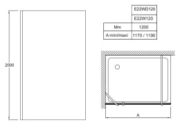 Фото Душевой уголок Jacob Delafon Contra Walk In E22W120-BLV 120 см, с горизонтальной штангой и крючком, 