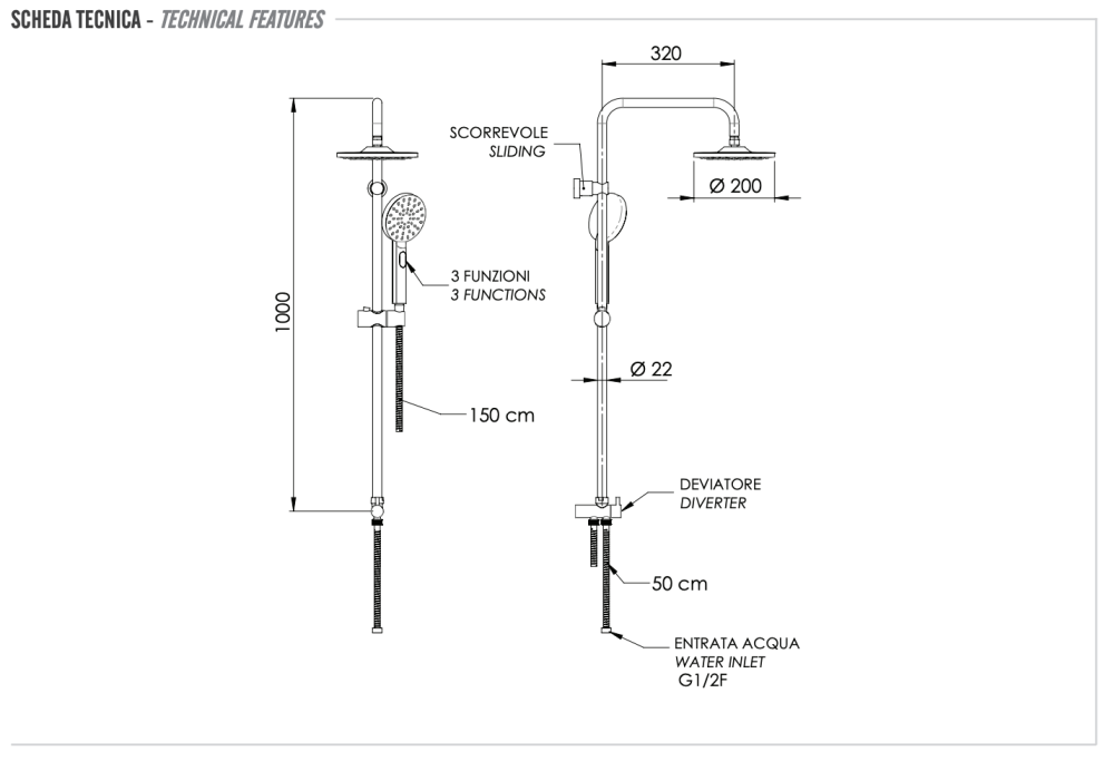 Фото Душевая система без смесителя Remer 330X8MPEC20NRA