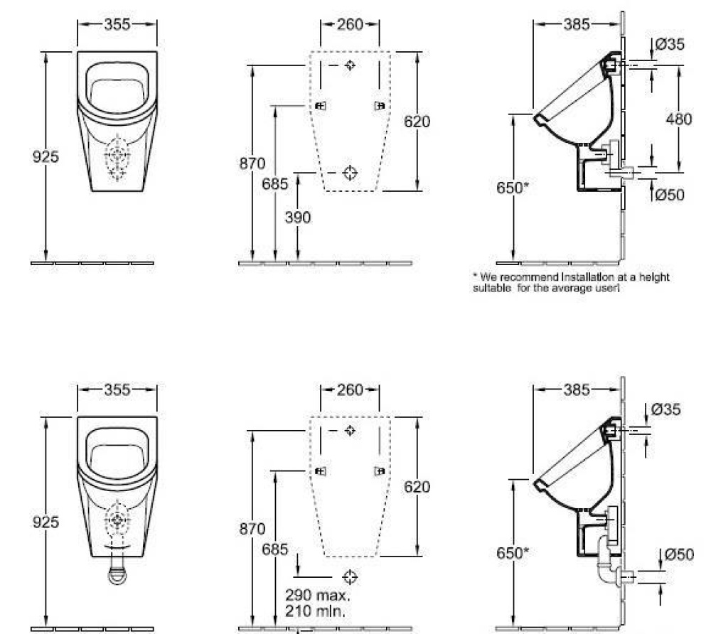 Фото Писсуар 55742501 VILLEROY&BOCH Omnia architectura, 355х620х385 мм