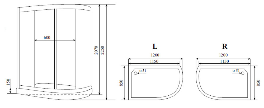 Фото Душевая кабина 120x85x225 Timo (T-7702 R) С гидромассажем, акрил, Поддон низкий
