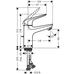 Фото Смеситель для раковины Hansgrohe Novus 71034000, с донным клапаном
