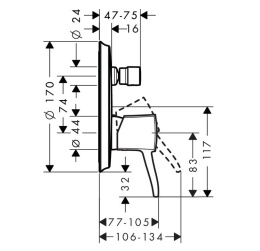 Смеситель для ванны 31345090 Hansgrohe Metropol Classic (хром, золото)
