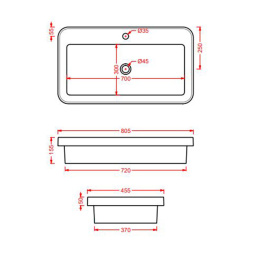 Раковина встраиваемая 80 5 см ArtCeram Fuori Scala (TFL035 17 00) черный матовый