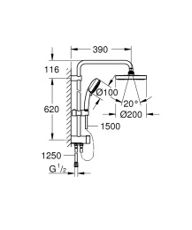 Душевая система с термостатом Grohe New Tempesta Cosmopolitan (27394002) хром