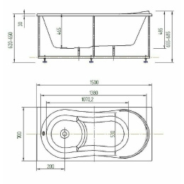 Акриловая ванна 150x70 Aquatek (AFR150-0000043), прямоугольная