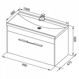 Фото Раковина 100 см Aquanet Нота (00284116) Прямоугольная