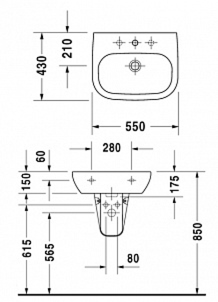 Раковина 55 см Duravit D-Code 23105500002, белый
