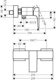 Смеситель для душа Hansgrohe Metropol (32560340) шлифованный чёрный хром