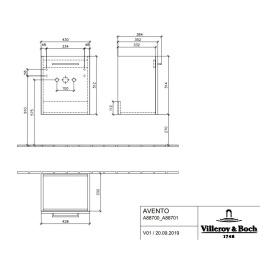 Villeroy Boch Avento A88700VJ Тумба под раковину 430х352 мм петли левые (Nordic Oak)