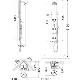 Душевая панель 26870000 Hansgrohe Pharo Showerpanel Lift 2 M 20