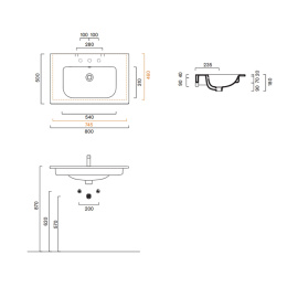Раковина 80х50, Catalano Italy (0720810001) белый глянцевый
