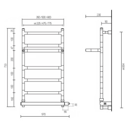 Полотенцесушитель электрический Margaroli Sereno 587-9 BOX 5879, высота 73.3 см, ширина 57 см