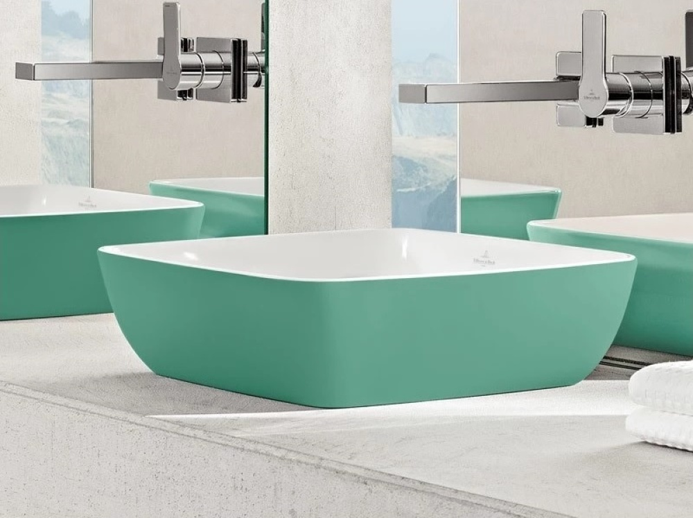 Фото Раковина накладная для ванной комнаты 41х41 см Villeroy Boch Artis 417841BCW4 (цвет sencha)