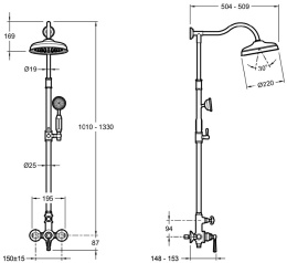 Фото Душевая система Jacob Delafon Cleo 1889 (E24311-BGG) золото