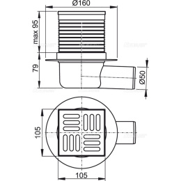 Душевой трап AlcaPlast (APV31) серый