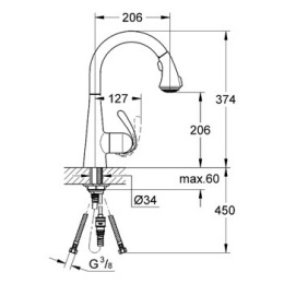 Смеситель для кухни Grohe Zedra 32294001 выдвижной излив