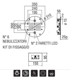 NOBILI AD139/90CR Верхний душ с хромотерапией (хром)