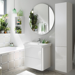 Тумба с раковиной Burgbad Iveo SFEY080F2833G0169C0001*1 80 с подсветкой тумбы, белый глянец