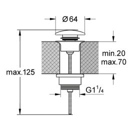 Донный клапан Kerasan Nolita (923389 Ferro matt) серый