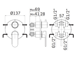 Фото Внешняя часть встраиваемого смесителя Mamoli Sadler 2609PE006001 для душа на 2 вых, Chrome