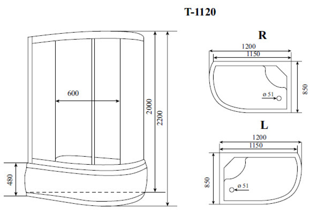 Фото Душевая кабина 120x85x220 Timo (T-5520 R Г/М) С гидромассажем, акрил, Поддон глубокий