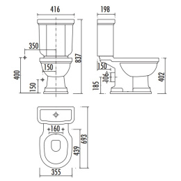 CREAVIT KLASIK KL310.001I0 Декор DIAG./GRI Чаша унитаза