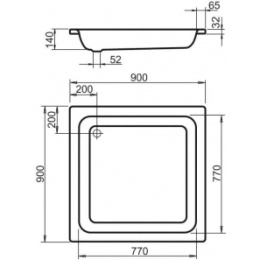 Душевой поддон KALDEWEI Sanidusch 90x90х14 mod.396 331100010001