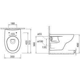 Инсталляция TECE c унитазом BelBagno Linea BB9363CH, сиденье микролифт