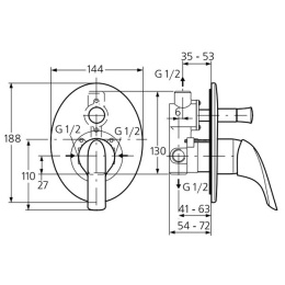 Ideal Standard Ceraplan New A3510AA Встраиваемый смеситель для ванны/душа