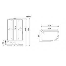 Душевая кабина 120x80x220 Niagara (NG-910-01R) акрил, Поддон высокий
