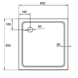 Фото Поддон акриловый Cezares 85 x 85 x 15 см, TRAY-A-A-85-15-W