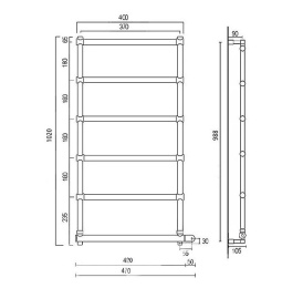 Полотенцесушитель электрический Margaroli Sole 370-542-6 5423706OBN, высота 102 см, ширина 47 см, бр