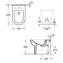 Биде напольное 54740001 VILLEROY&BOCH Omnia architectura, 370х560 белый