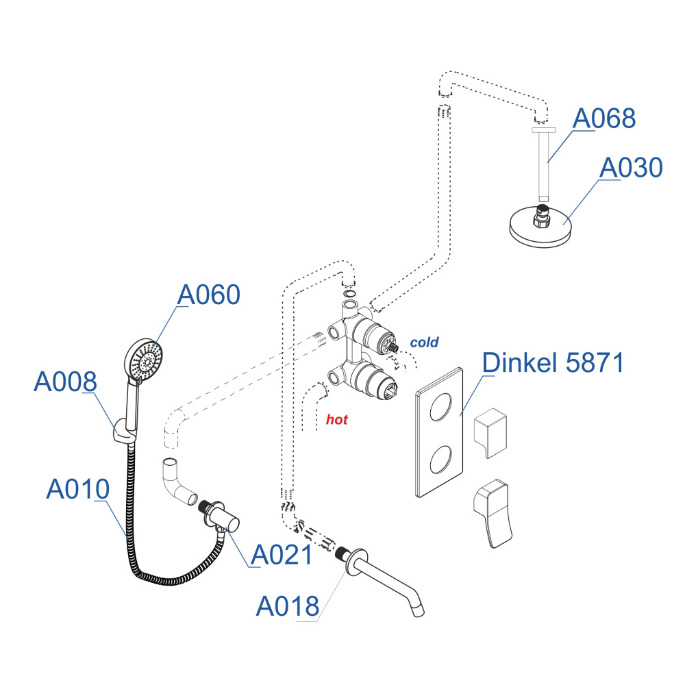 Душевая система WasserKRAFT Dinkel 5800 (A175868) хром