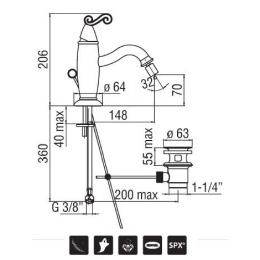 NOBILI Dubai DB00119/1GD Смеситель для биде (золото)