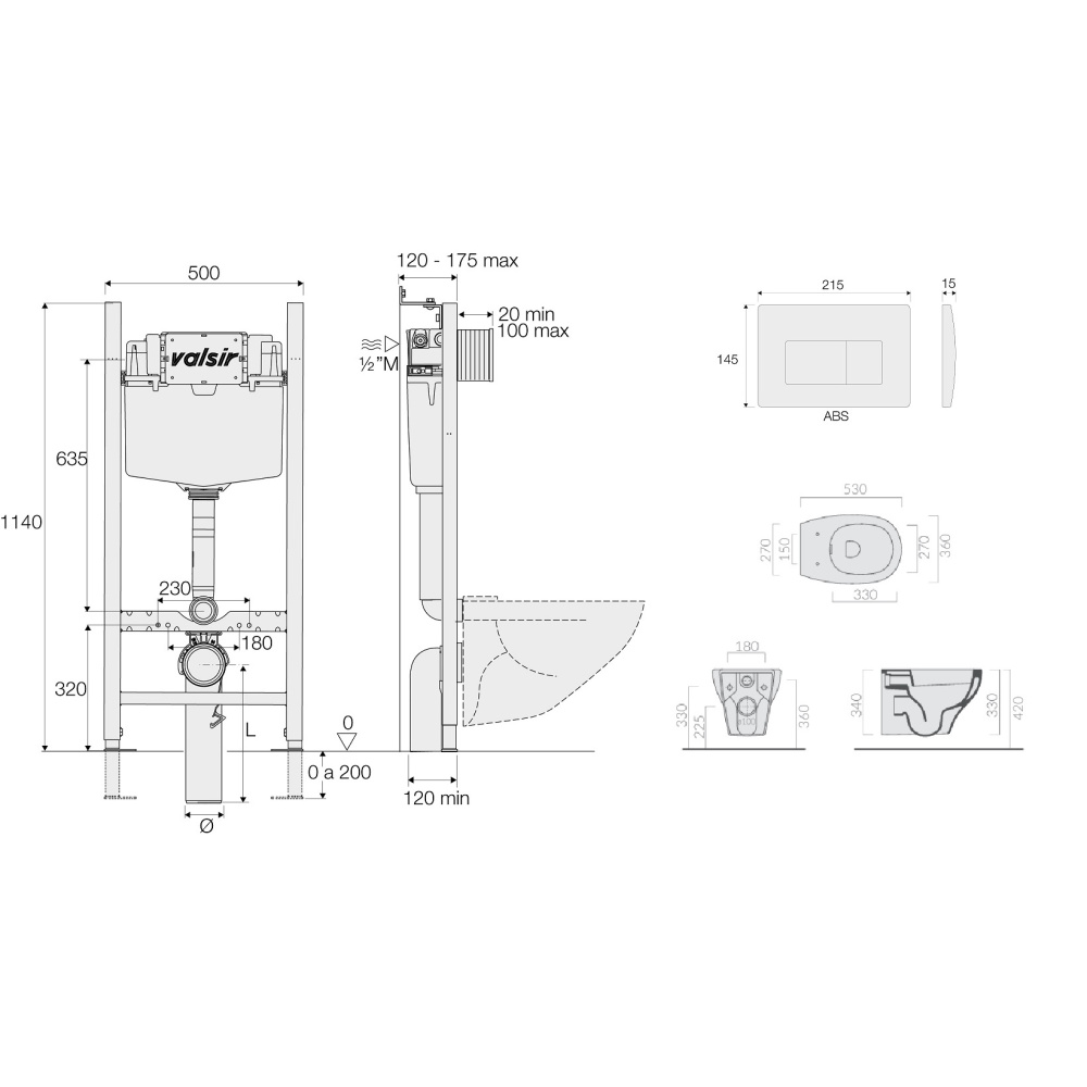 KIT VSBM 7212 Slim P1 Комплект инсталляции 4 в 1, WINNER S BLOCK VS0853202, унитаз EDEN 7212, крышка