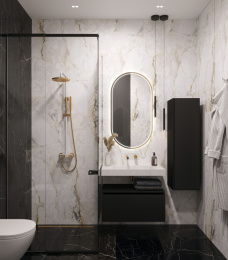 Фото Armadi Art FLAT 859-080-CLCT Столешница моноблок CALACATTA (810*452*80)