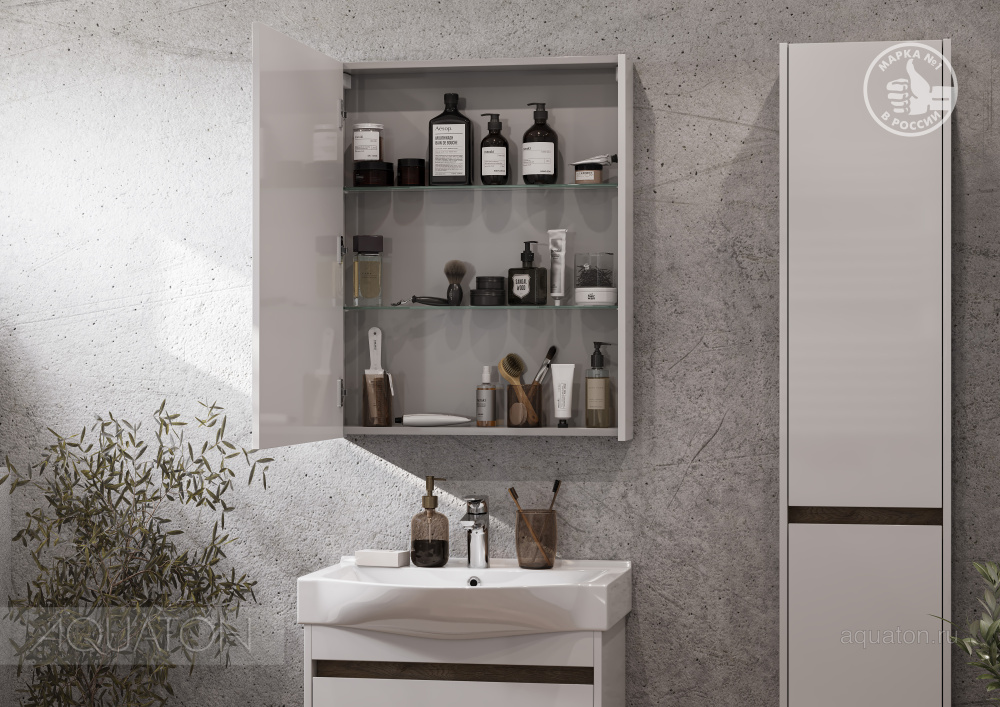 Фото Зеркальный шкаф Aquaton Нортон 65 белый 1A249102NT010