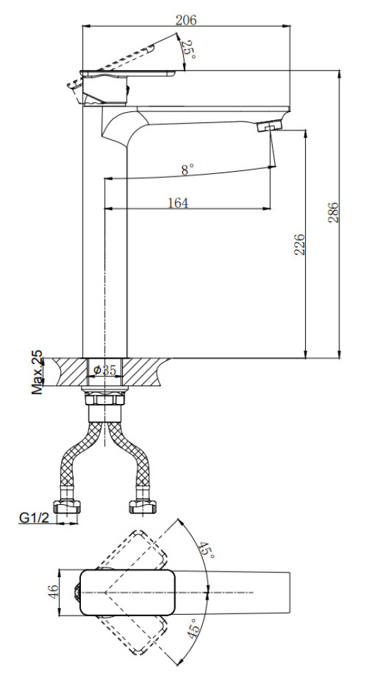 Смеситель одноручный для умывальника RUSH Bruny BR4335-11