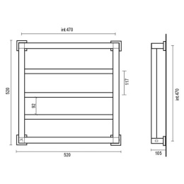 Полотенцесушитель электрический Margaroli Quadri 810/3 Box 81034704CRNB, высота 52 см, ширина 52 см