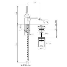 Фото Смеситель для раковины Bossini Apice E89600.073 (чёрный матовый)