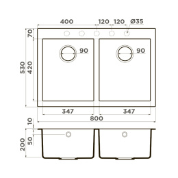 Кухонная мойка Omoikiri Bosen 80-2-DC Tetogranit (4993840) темный шоколад