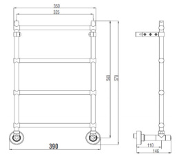 Фото Полотенцесушитель водяной Margaroli Sole (Соле) 3-442 34423503CRN