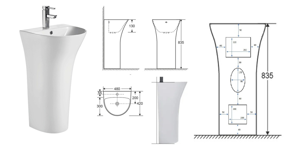 Фото Раковина напольная Cerutti SIMONA CT7832 480x420x835